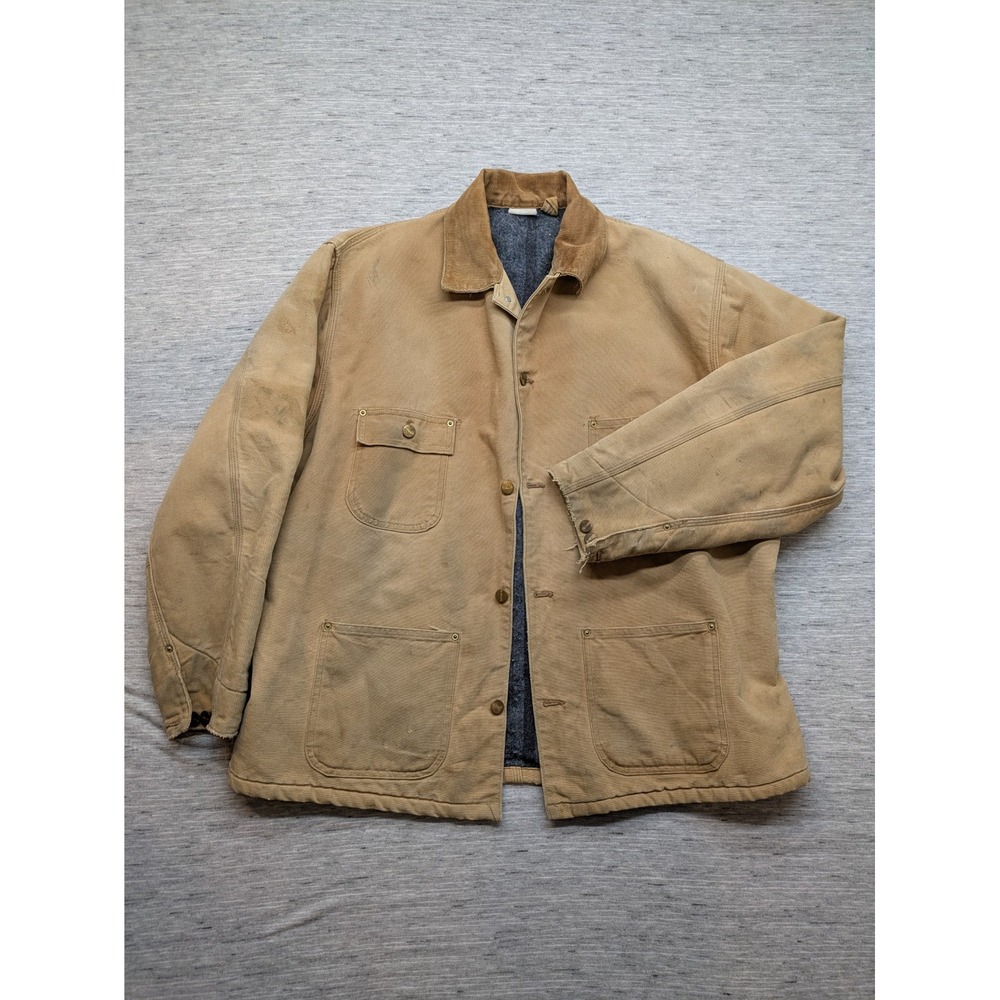 Vintage Carhartt Blanket Lined Chore Coat Work Wear Jacket Detroit Brown‎